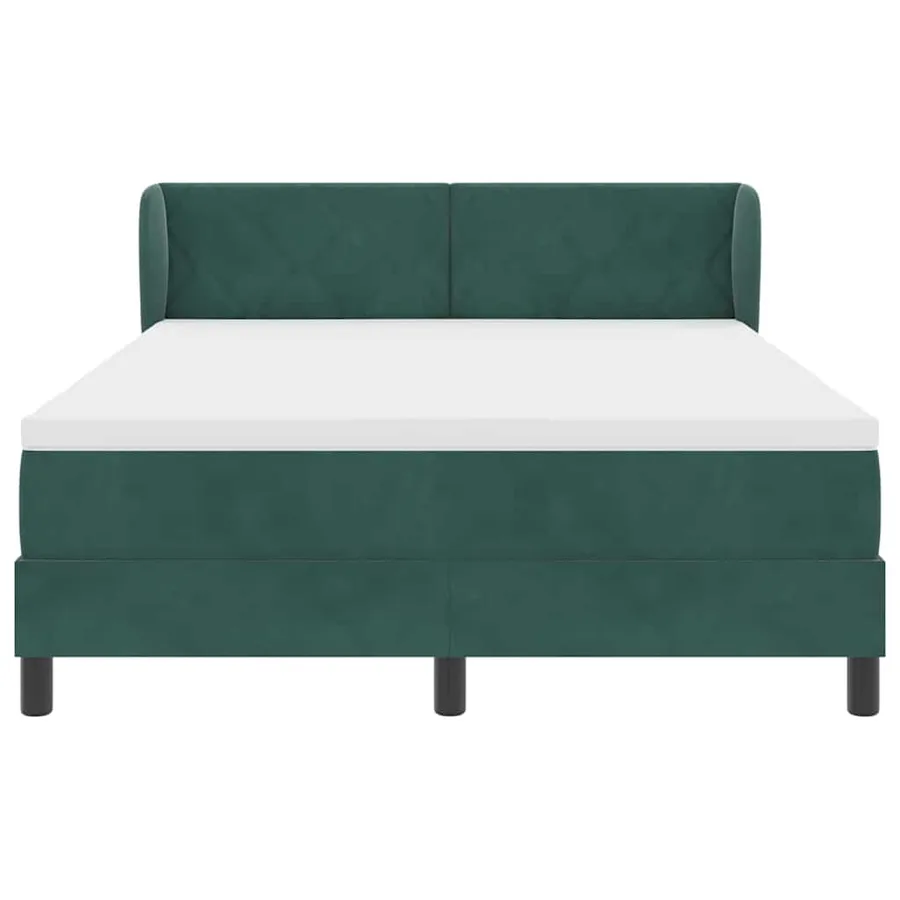 Lit à ressorts avec tête de lit Vert foncé 140 x 200 cm Velours - 7