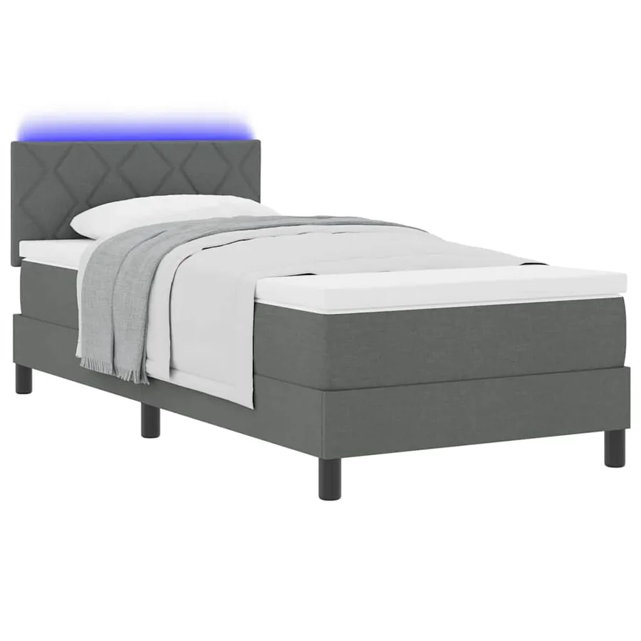 Lit à ressorts avec bandes LED Gris foncé 90 x 200 cm tissu - 3