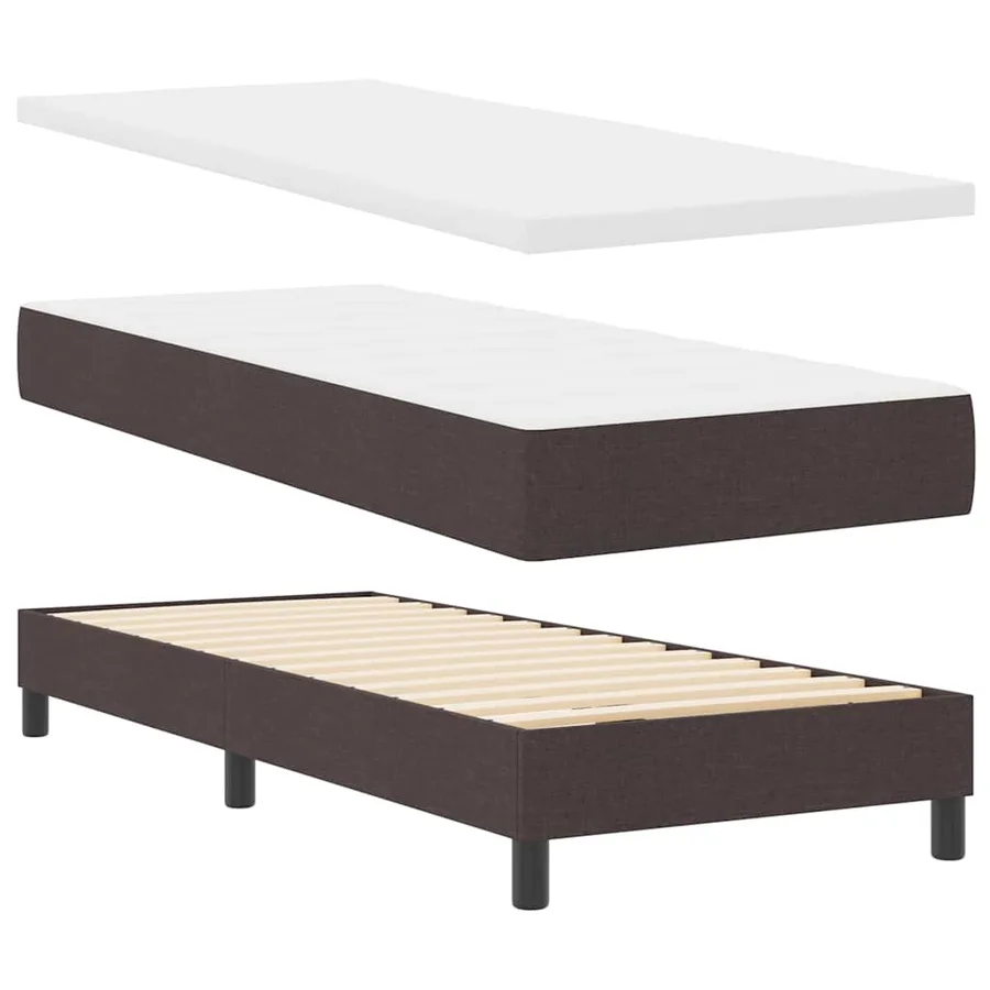 Lit à ressorts avec bandes LED Marron foncé 80 x 200 cm tissu - 6