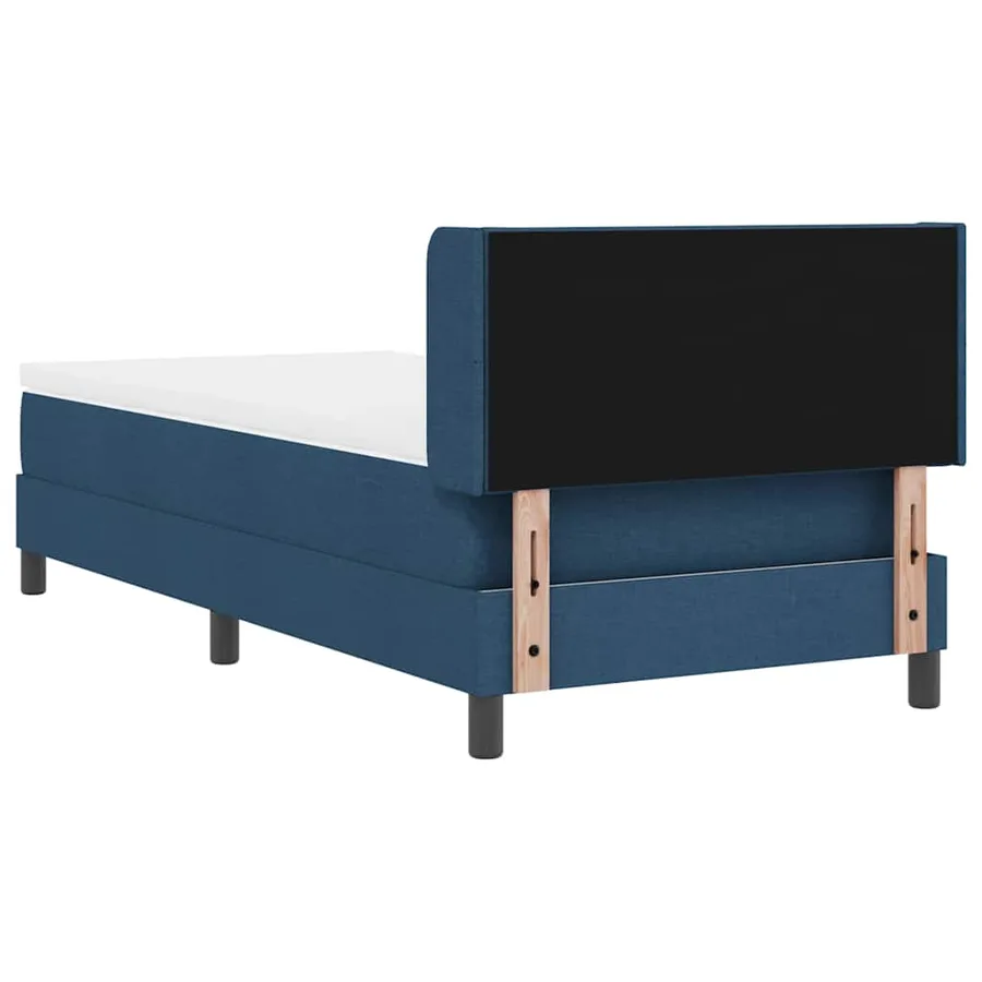 Lit à ressorts avec tête de lit Bleu 200 x 90 cm tissu - 9