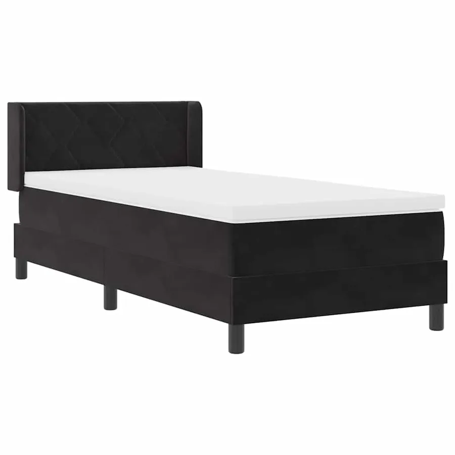 Lit à ressorts avec tête de lit Noir 200 x 90 cm Velours - 6