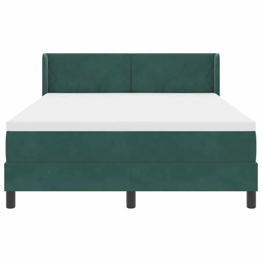 Lit à ressorts avec tête de lit Vert foncé 200 x 140 cm Velours - 7