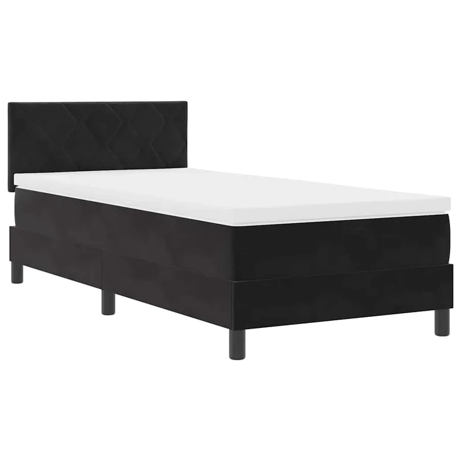 Lit à ressort LED avec bandes LED Noir 90 x 190 cm Velours - 2