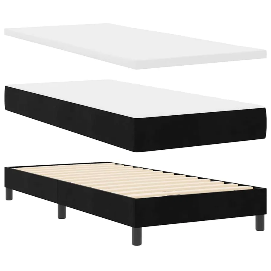 Lit à ressort LED avec bandes LED Noir 90 x 190 cm Velours - 6