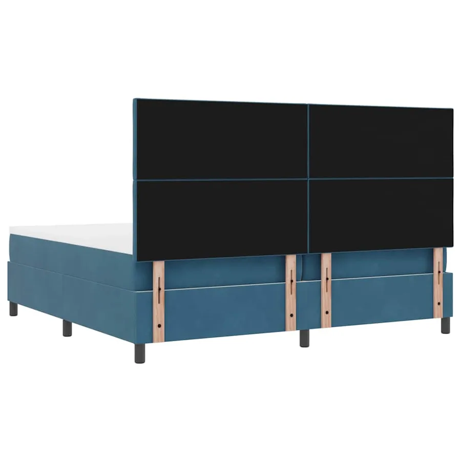 Lit à ressort LED Bleu foncé 200 x 200 cm Velours - 8