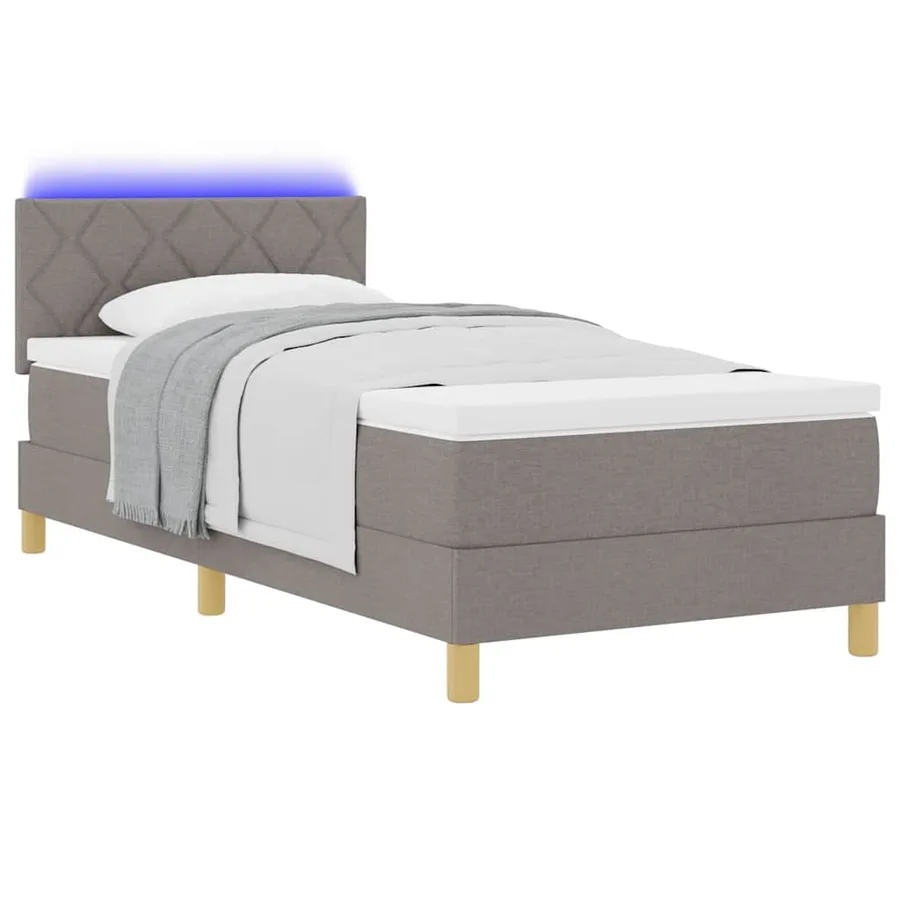 Lit à ressort LED avec bandes LED Taupe 90 x 200 cm tissu - 3