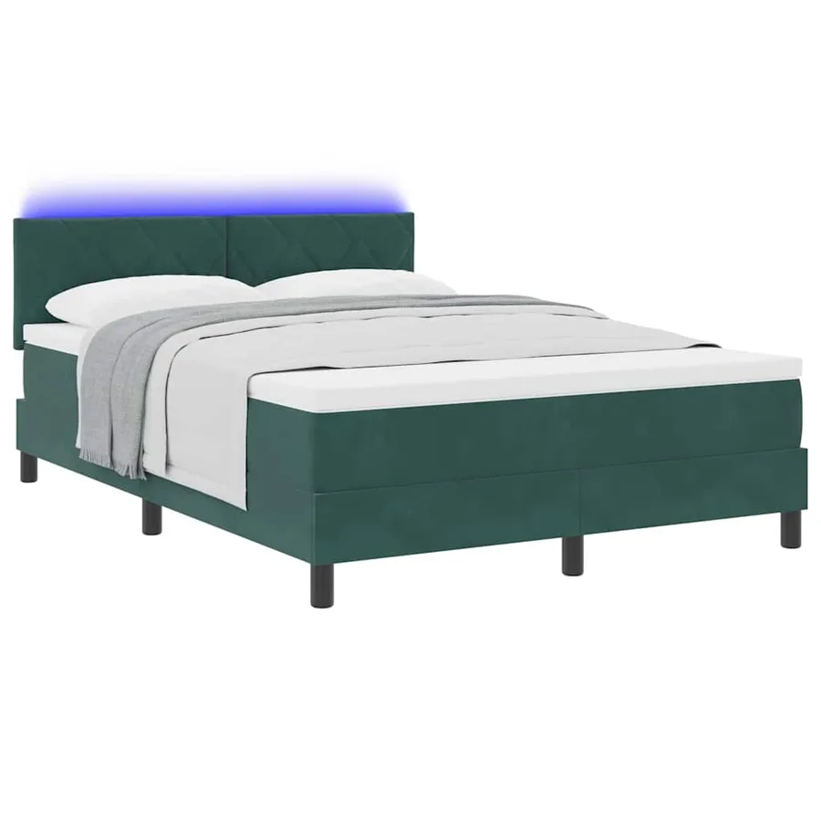 Lit à ressort LED Vert foncé 140 x 190 cm Velours - 3