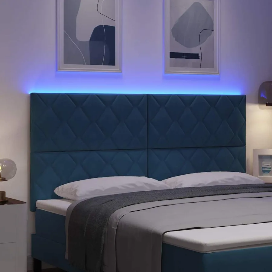 Tête de lit LED Bleu foncé 180 cm Velours - 4