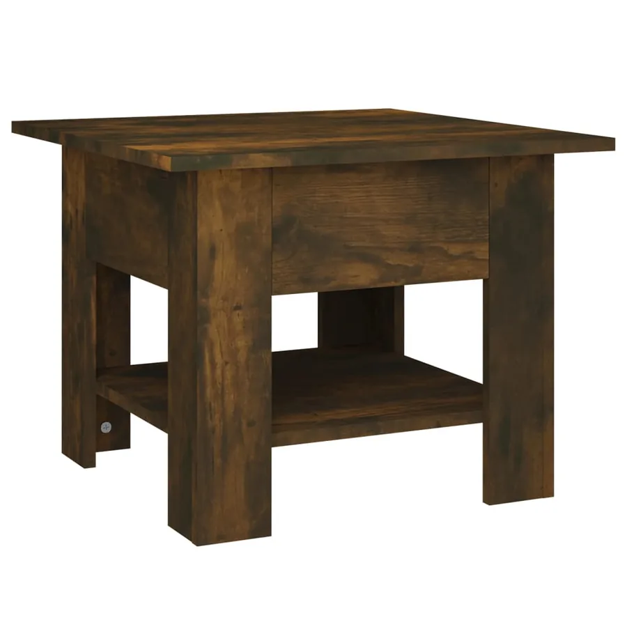 Table basse chêne fumé 55x55x42 cm bois d'ingénierie - 2