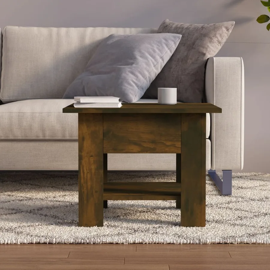Table basse chêne fumé 55x55x42 cm bois d'ingénierie - 3