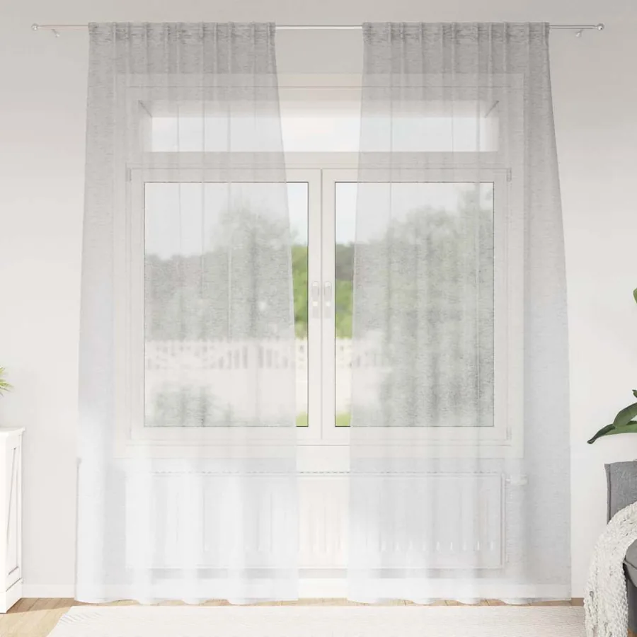 Rideau en Voile 2 pcs Gris clair 245 x 140 cm Polyester