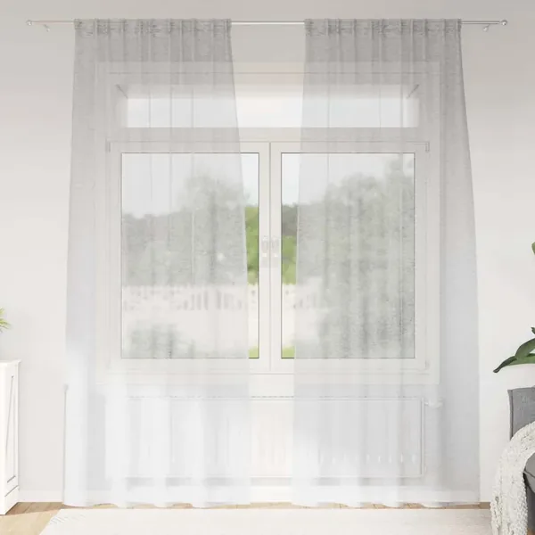 Rideau en Voile 2 pcs Gris clair 245 x 140 cm Polyester