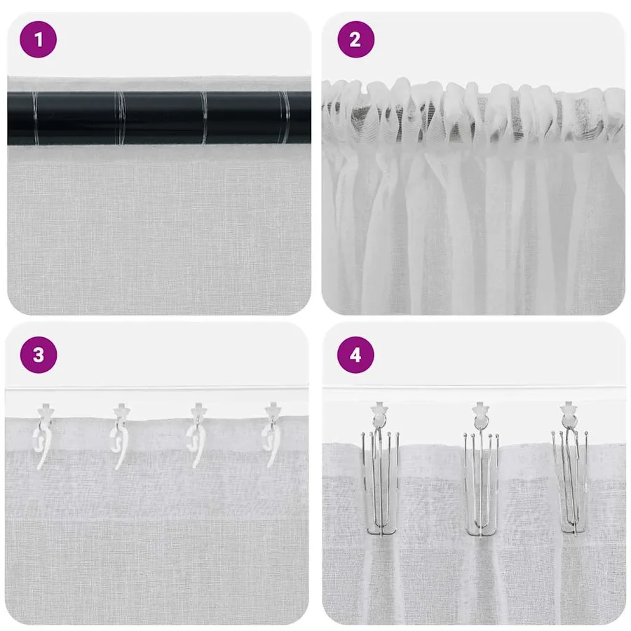 Rideau en Voile 2 pcs Gris clair 245 x 140 cm Polyester - 7