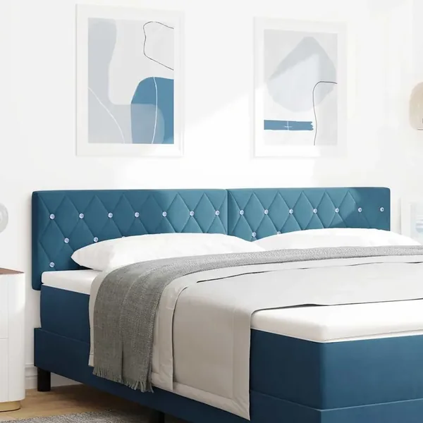 Tête de lit LED avec bandes LED Bleu foncé 180 cm Velours