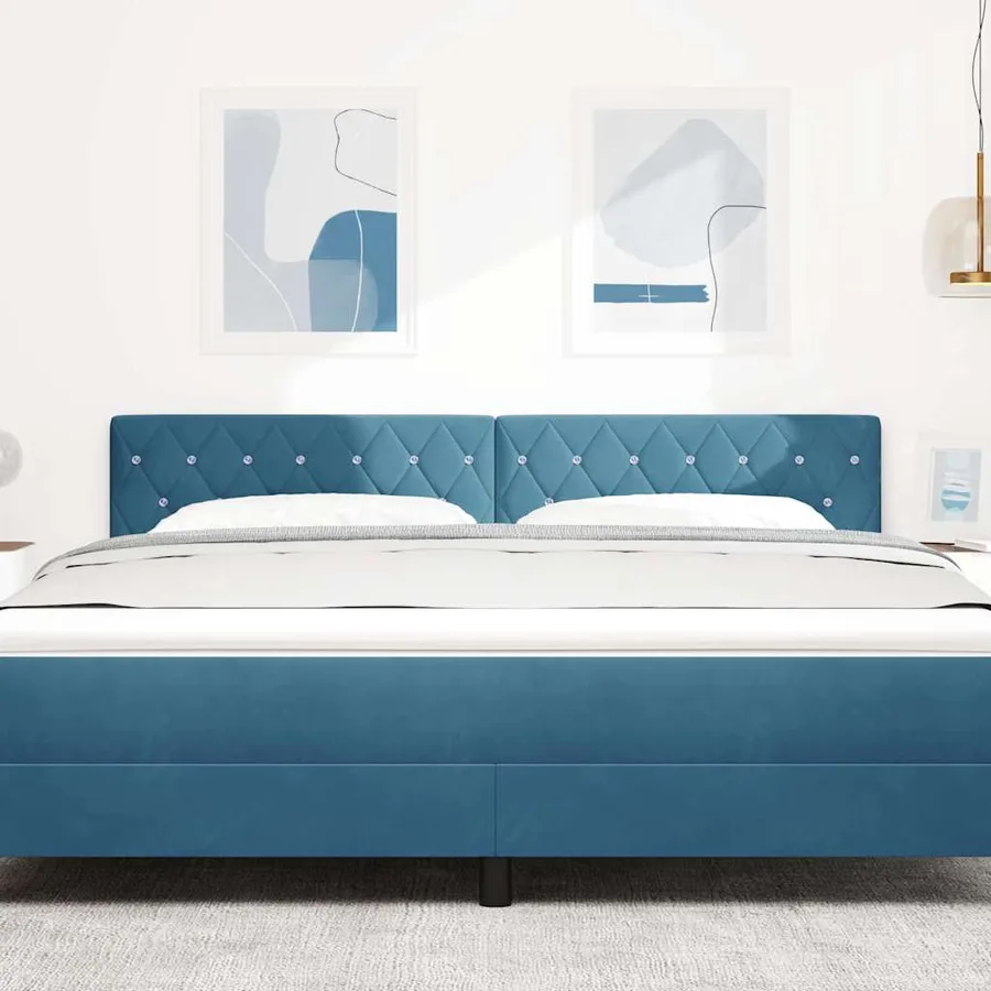 Tête de lit LED avec bandes LED Bleu foncé 180 cm Velours - 3