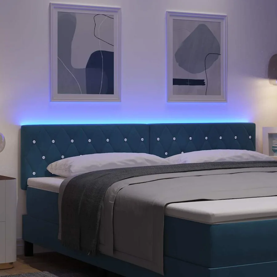 Tête de lit LED avec bandes LED Bleu foncé 180 cm Velours - 4