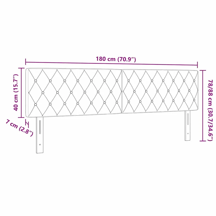Tête de lit LED avec bandes LED Bleu foncé 180 cm Velours - 8