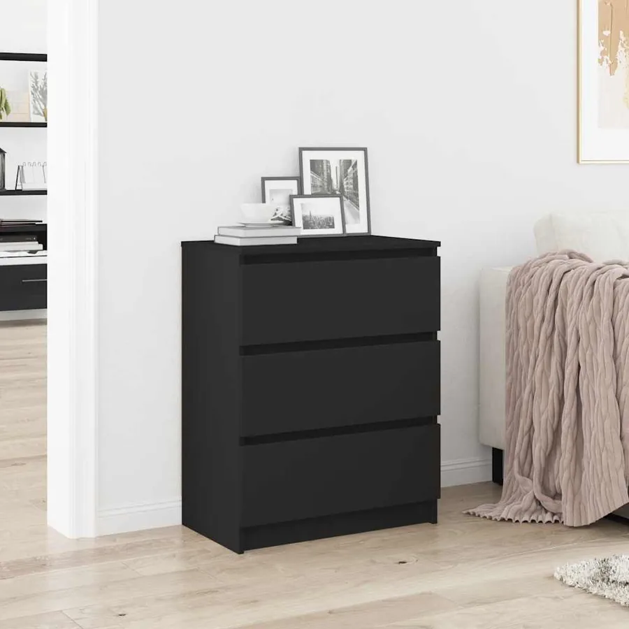Buffet Noir 60x35x76 cm Bois d'ingénierie