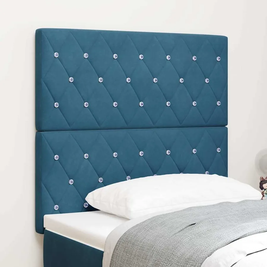 Tête de lit LED avec bandes LED Bleu foncé 90 cm Velours