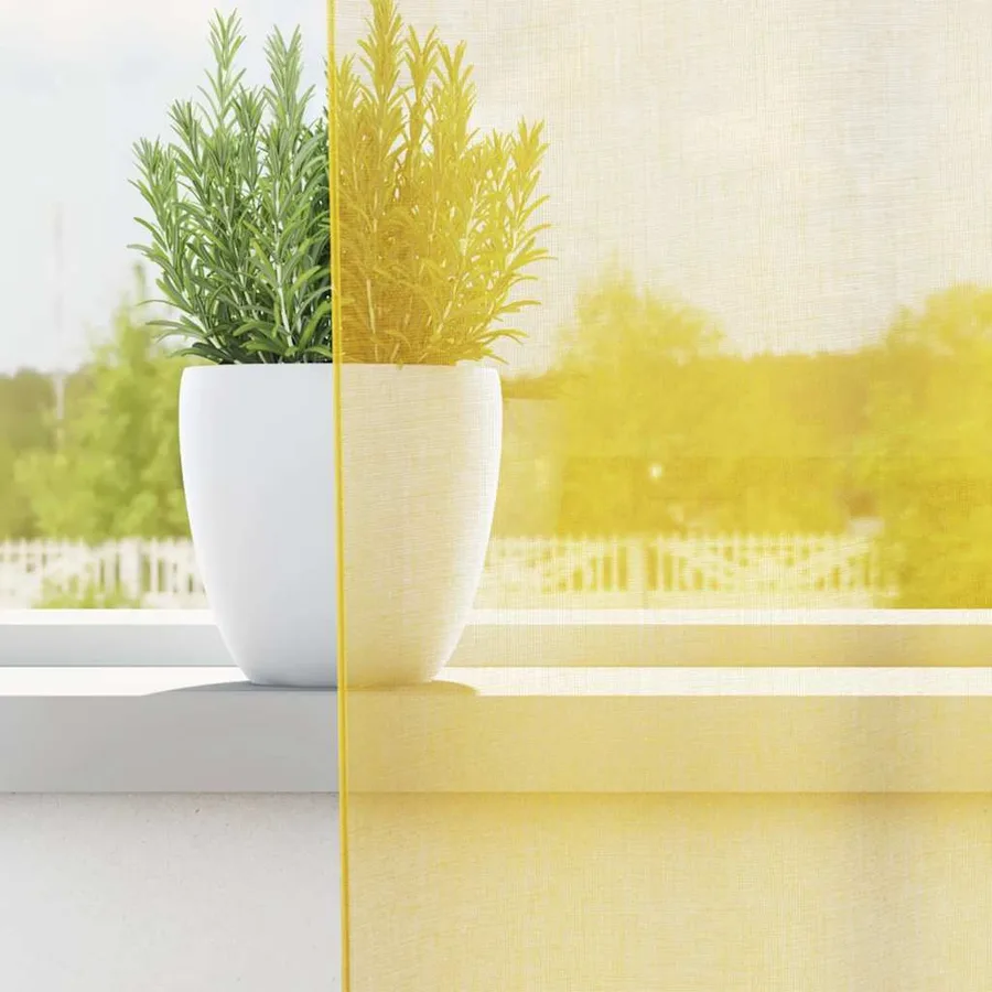 Rideaux en voile avec passe-tringles 2 pcs jaune - 3