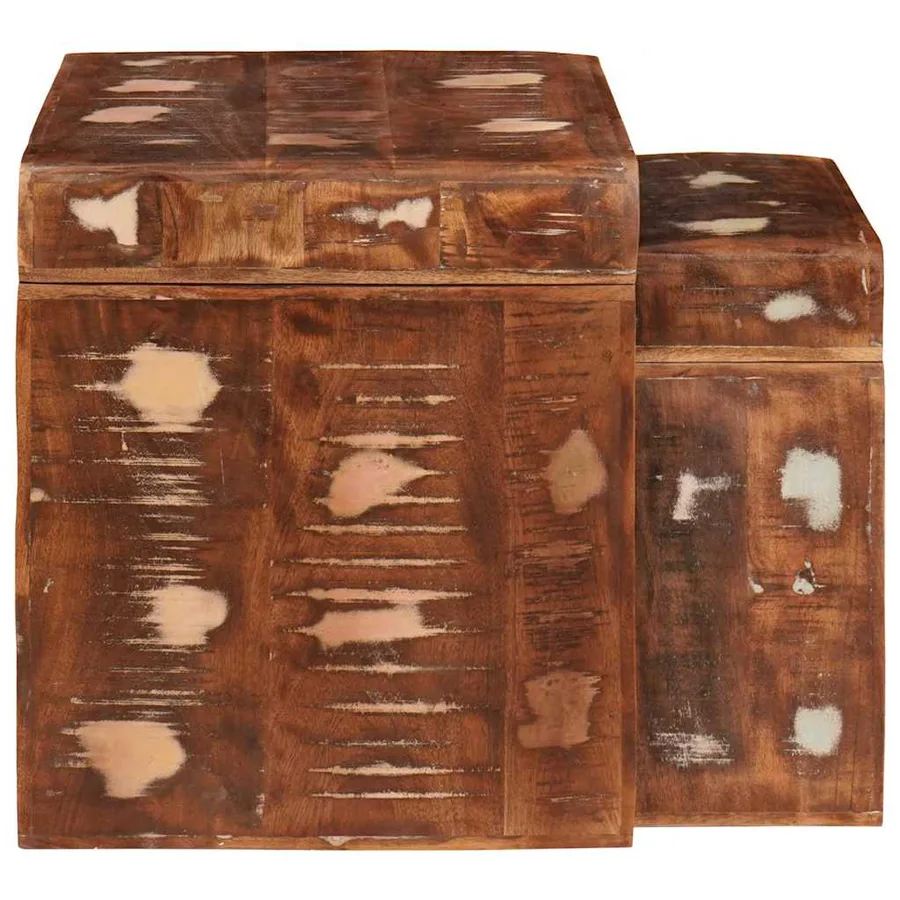 Tables gigognes 2 pcs Marron Bois Recyclé Solide - 5
