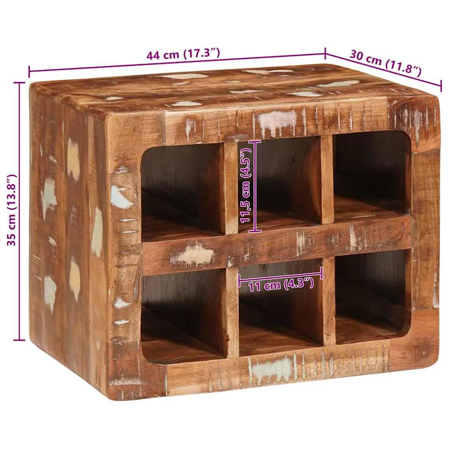 Étagère à vin Marron 44 x 30 x 35 cm Bois Recyclé Solide - 11