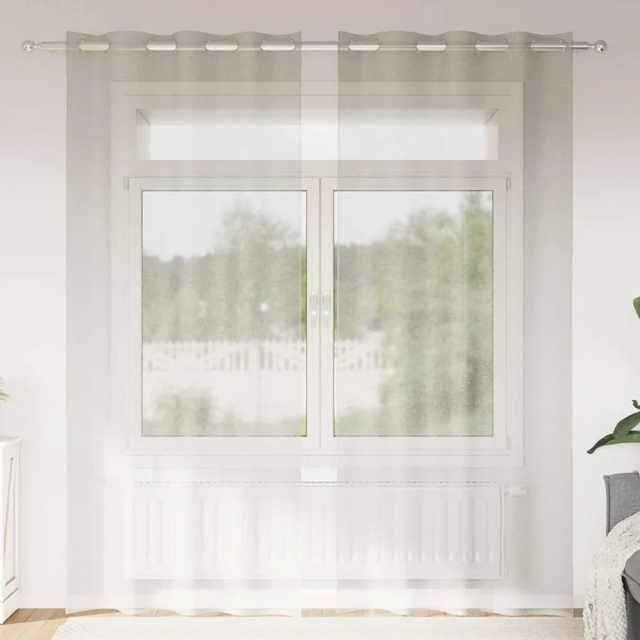 Rideau en Voile 2 pcs Crème 225 x 140 cm Polyester