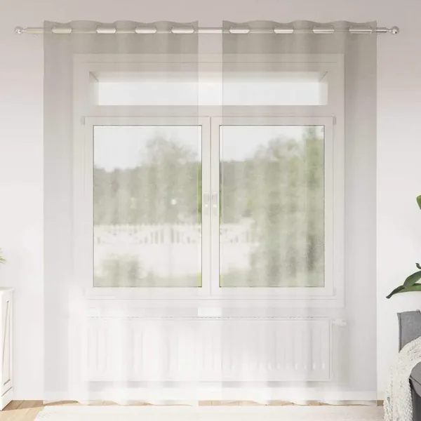 Rideau en Voile 2 pcs Crème 225 x 140 cm Polyester
