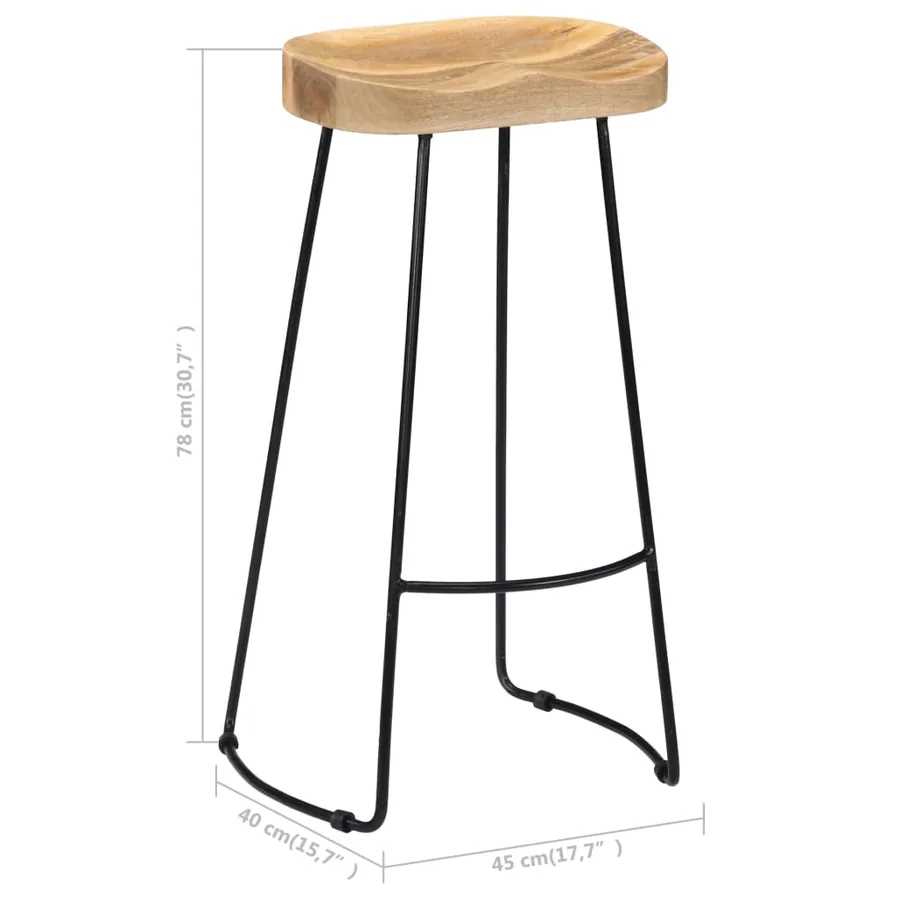 Tabourets de bar Gavin lot de 2 bois de manguier massif - 9