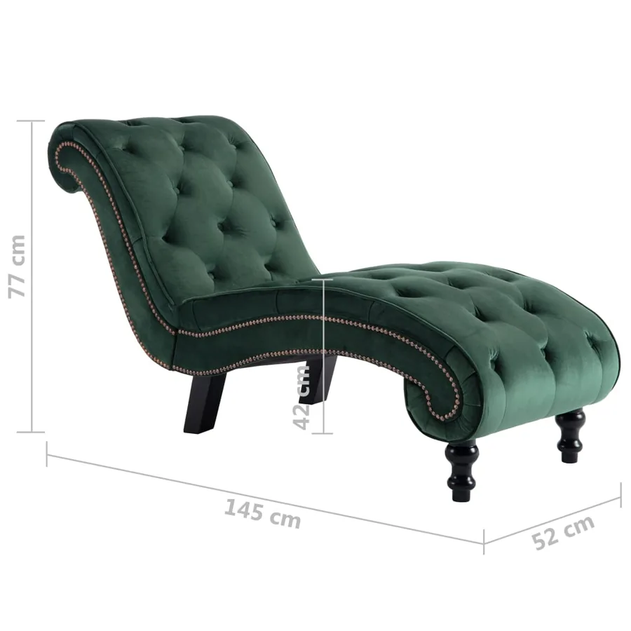 Chaise longue Velours Vert - 8
