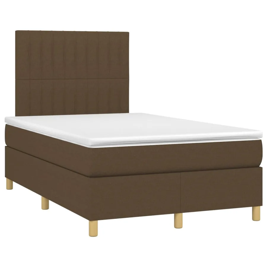 Sommier à lattes de lit matelas et LED Marron foncé 120x200 cm - 3