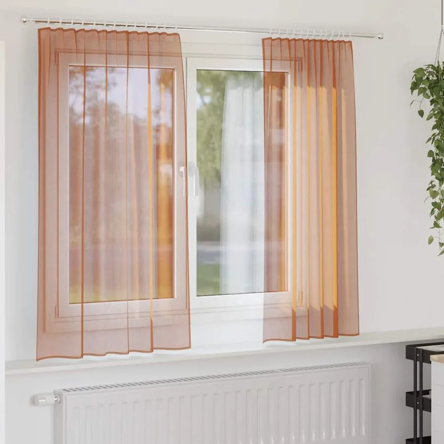 Rideaux en voile à œillets 2 pcs couleur terre cuite