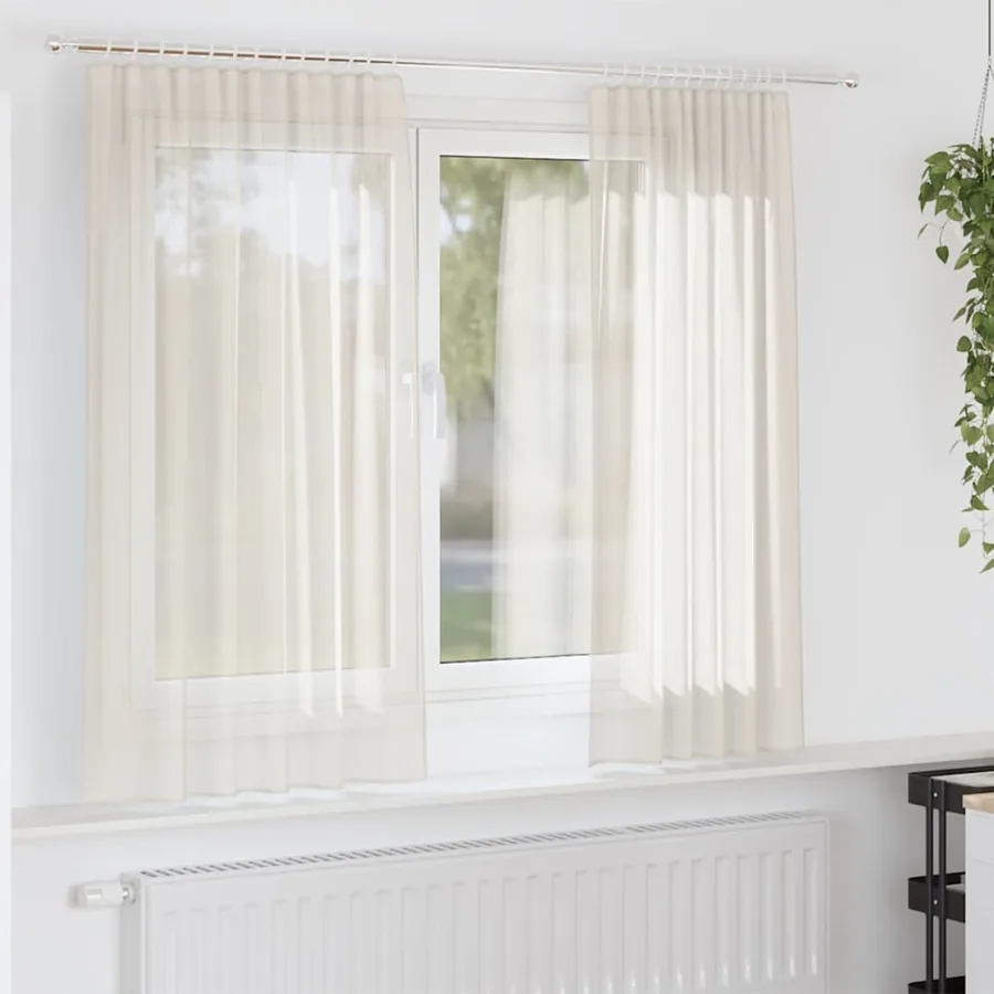 Rideaux en voile à œillets 2 pcs couleur crème