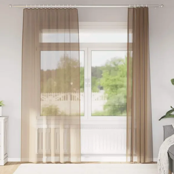 Rideaux en voile à œillets 2 pcs marron clair