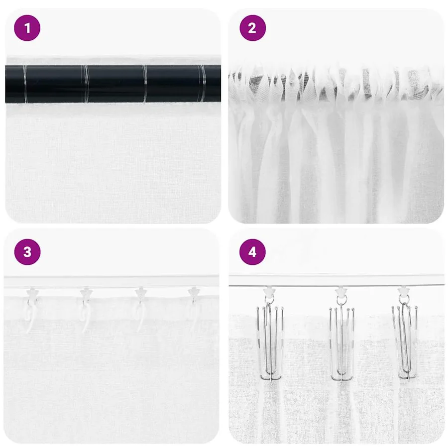 Rideau en Voile 2 pcs Blanc 245 x 140 cm Polyester - 7
