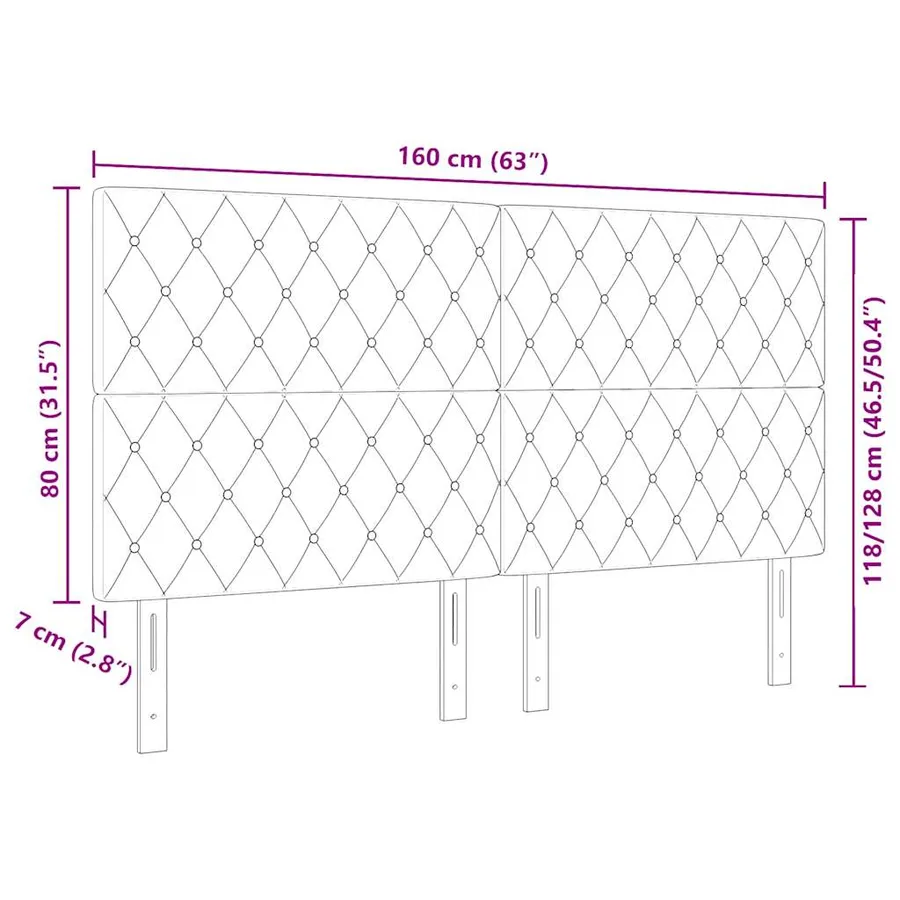 Tête de lit LED avec bandes LED Gris foncé 160 cm Velours - 10