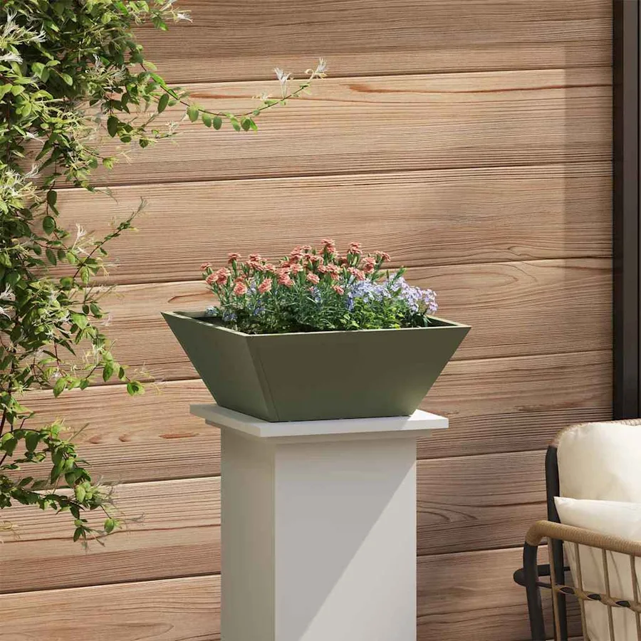 Cache-pot de jardin Vert olive 40 x 40 x 15 cm - 4