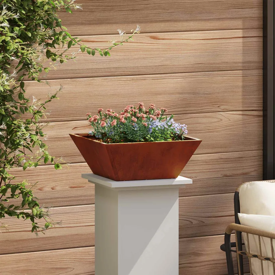 Cache-pot de jardin 5 pc Rouillé 40 x 40 x 15 cm Acier patiné - 4