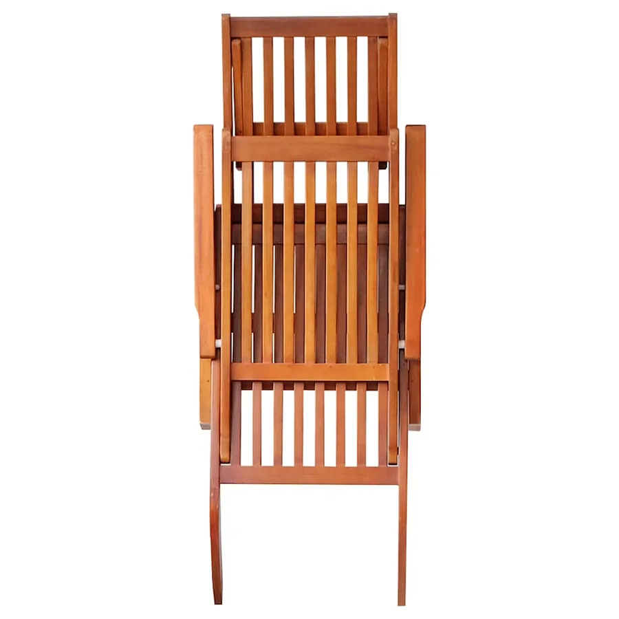 Chaise longue d'extérieur repose-pied et coussin Acacia solide - 4
