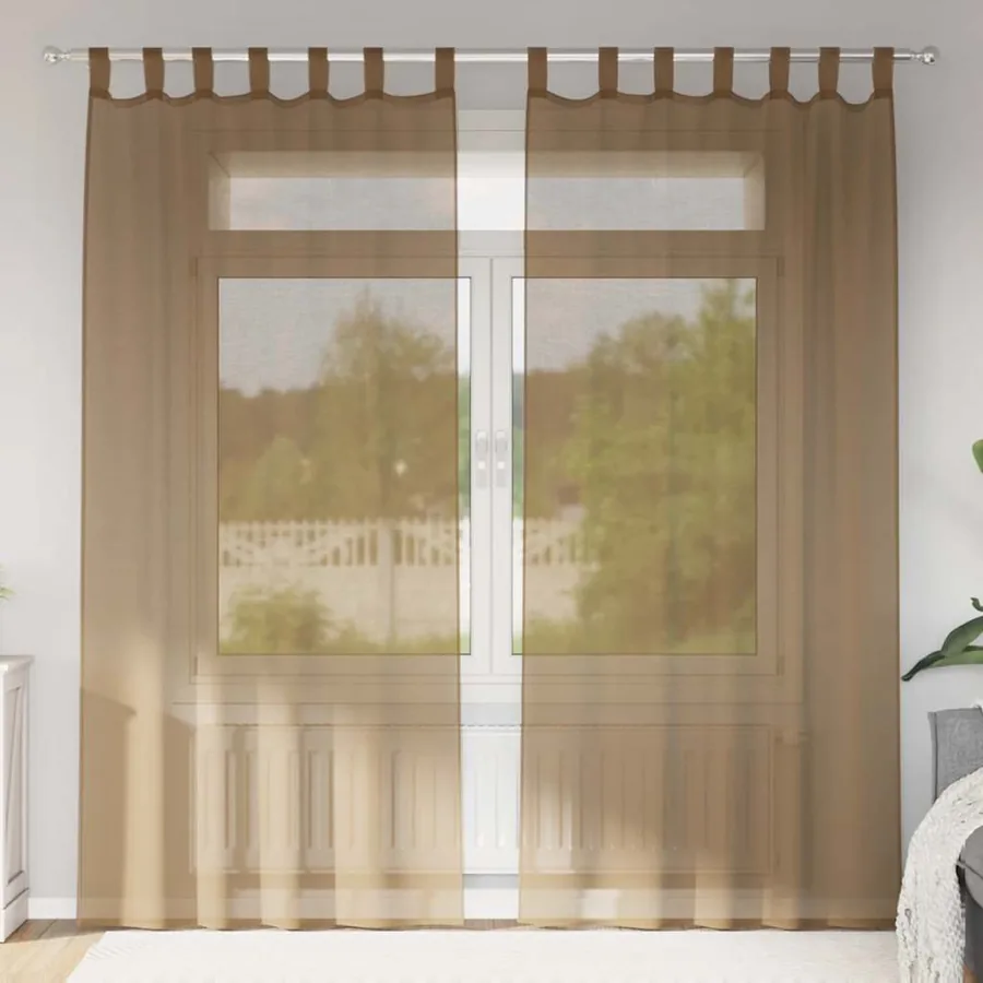 Voilages à œillets 2 pcs marron clair 140 x 245 cm