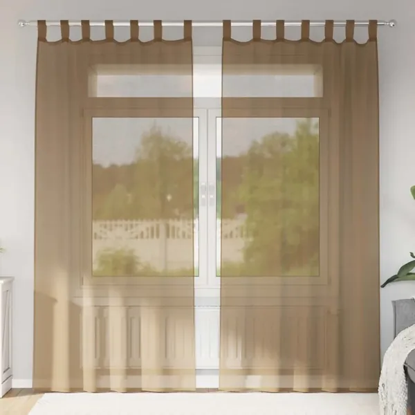 Voilages à œillets 2 pcs marron clair 140 x 245 cm