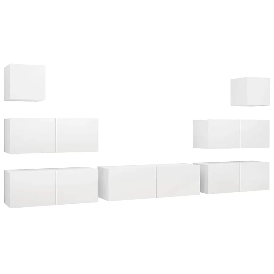Ensemble de meubles TV 7 pcs Blanc Bois d'ingénierie - 2