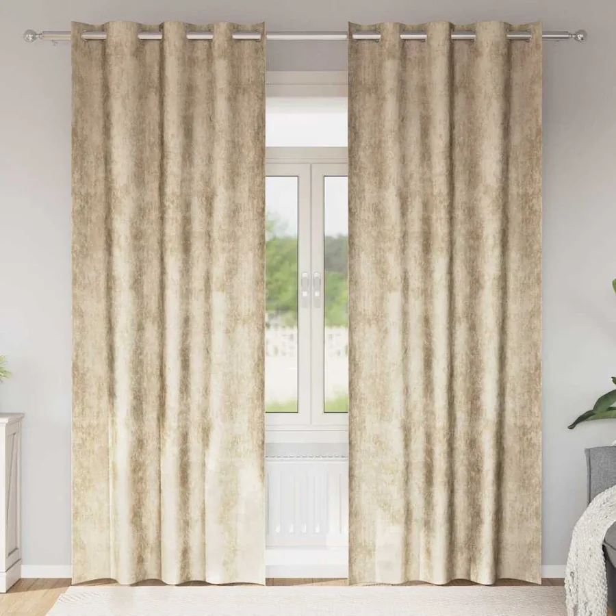 Rideaux en velours 2 pcs Crème 225 x 140 cm Velours