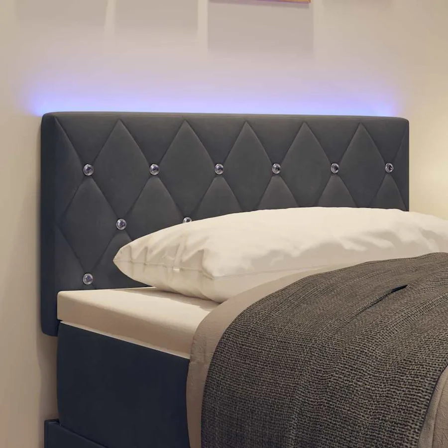 Tête de lit LED avec bandes LED Gris foncé 80 cm Velours - 4