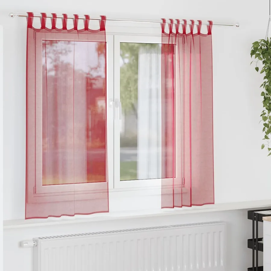 Voilages à œillets 2 pcs rouge bordeaux 140 x 175 cm