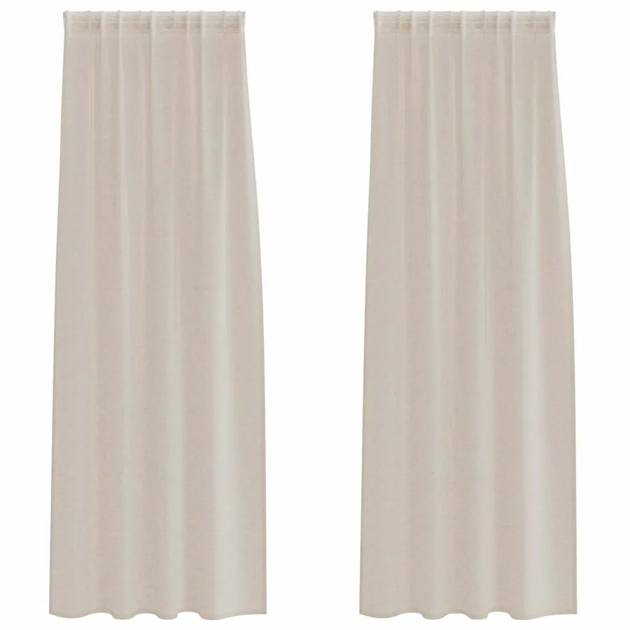 Rideau en Voile 2 pcs Couleur sable 225 x 140 cm Polyester - 2
