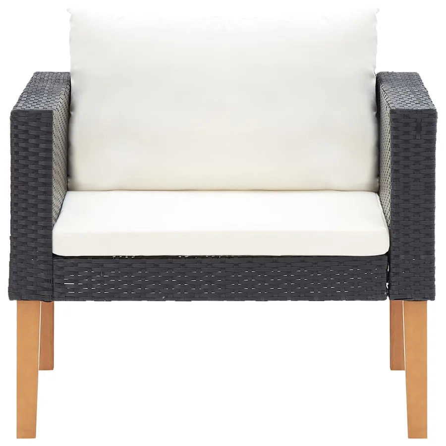 Salon de jardin 4 pcs avec coussins Résine tressée Noir - 4