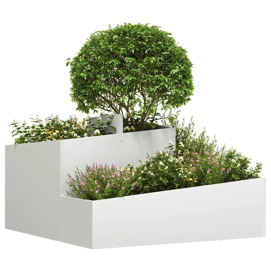 Cache-pot de jardin Blanc 80 x 80 x 50 cm Acier laminé à froid - 3