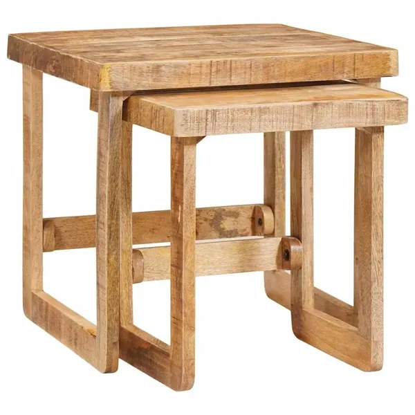 Tables gigognes 2 pcs Marron Bois de mangue massif
