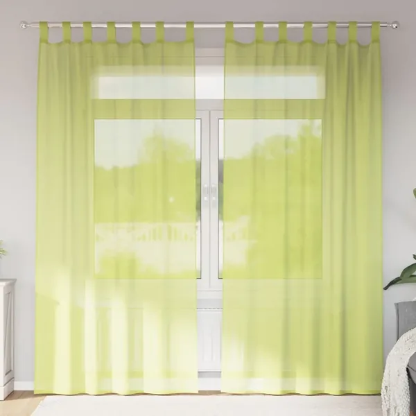 Rideaux en voile avec passants 2 pcs vert pomme